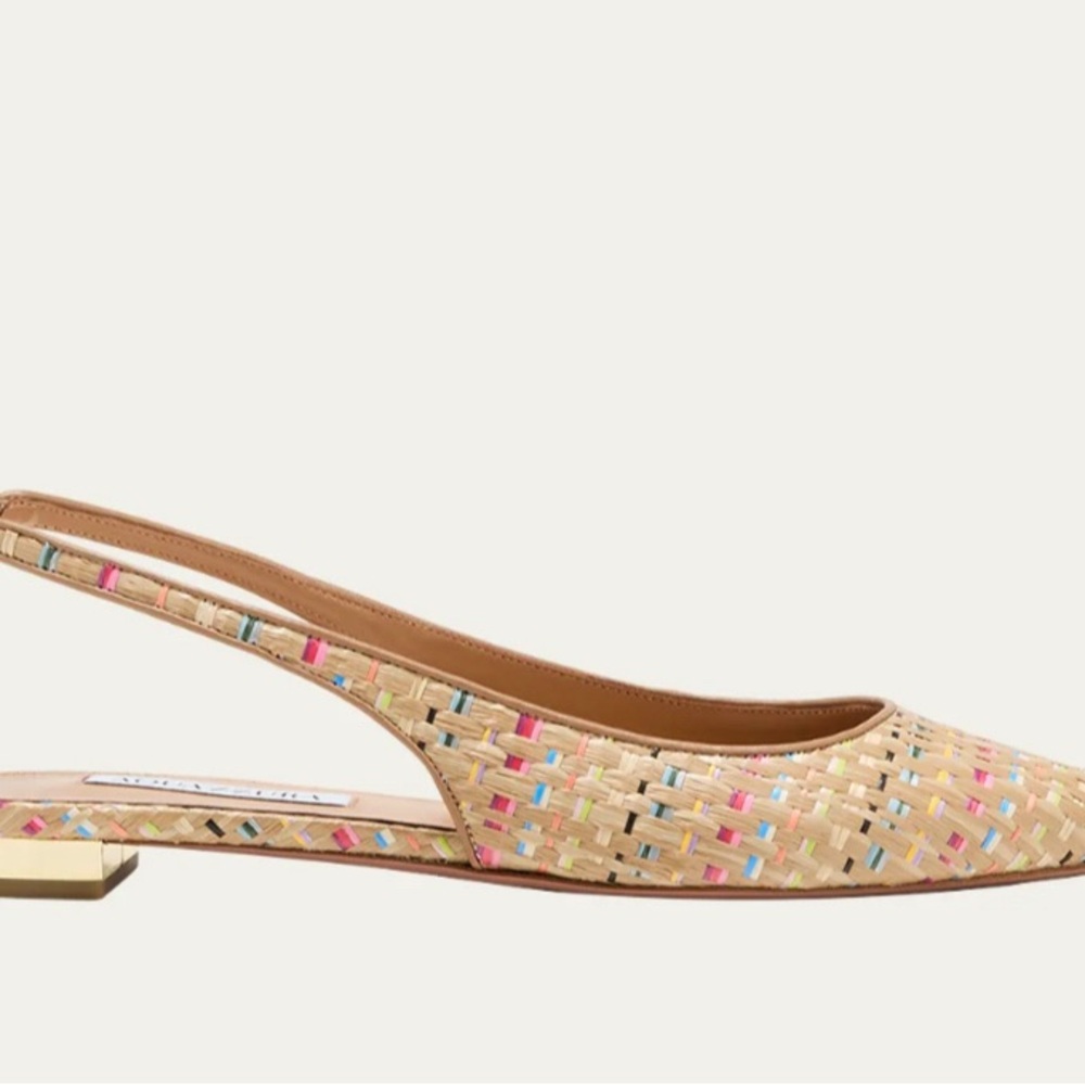 Aquazzura Purist Woven Slingback Ballerina Flat size 38.5